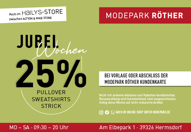 25 % Rabatt auf nicht reduzierte Strickwaren 25 % Rabatt auf nicht reduzierte Strickwaren